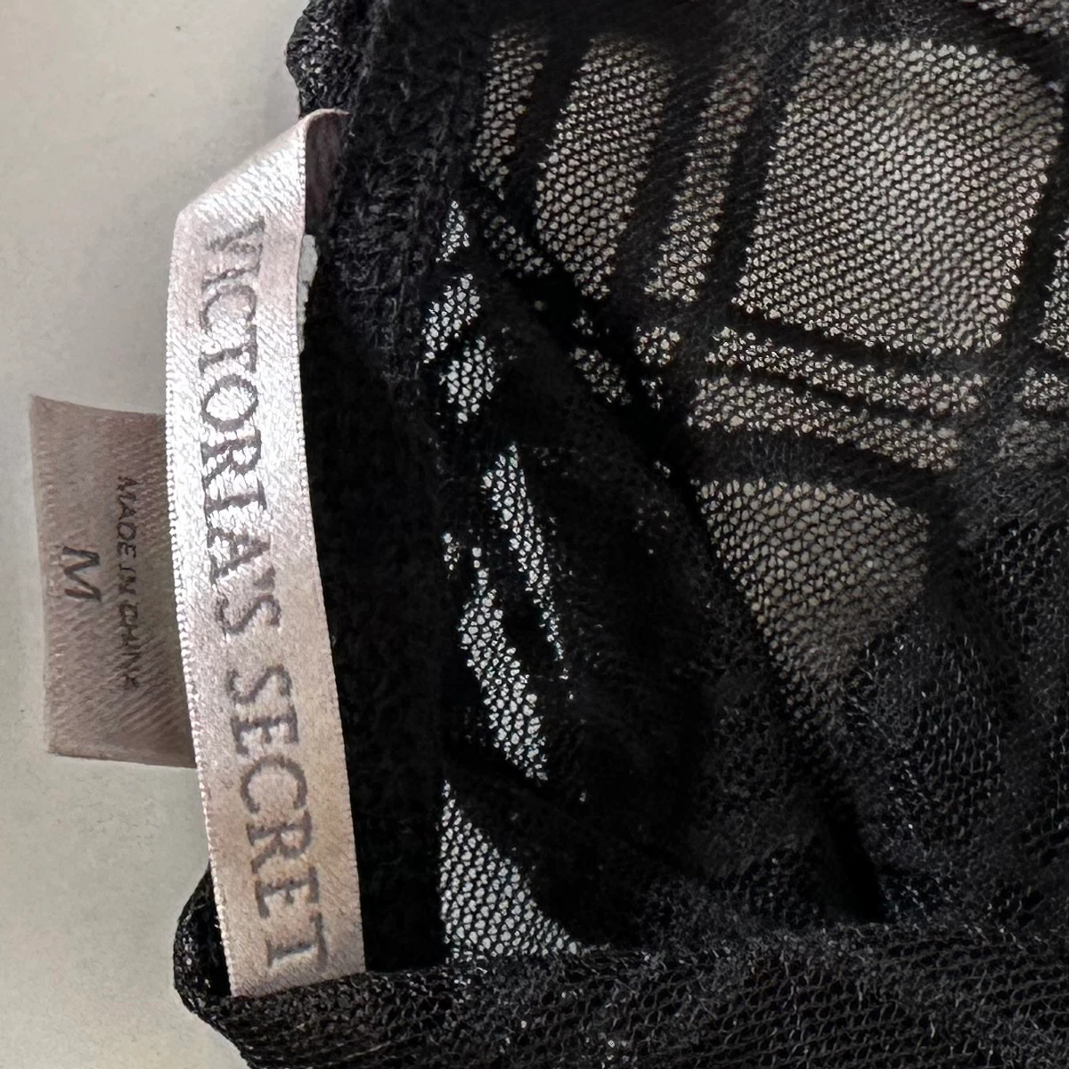 UNDERCOVER Camicia da notte vintage Victoria’s Secret nera pizzo babydoll slip dress taglia media M