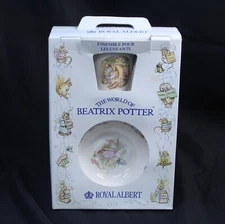 World Of Beatrix Potter Children Set Bowl  Mug Plate Royal Albert 1986 England