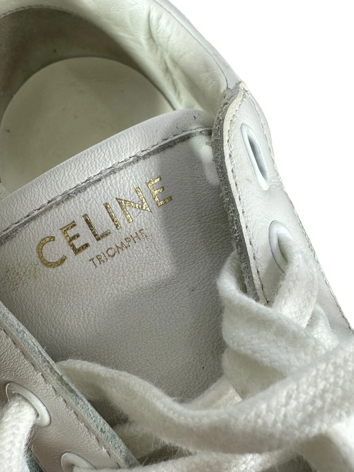 Sneakers basse da donna Celine in pelle bianca Triomphe marcate come 40 10 US