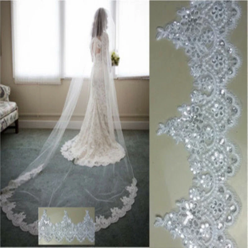 UK Extra Long 3 Metre 118 inch Cathedral Bridal Wedding Veil + COMB White Ivory