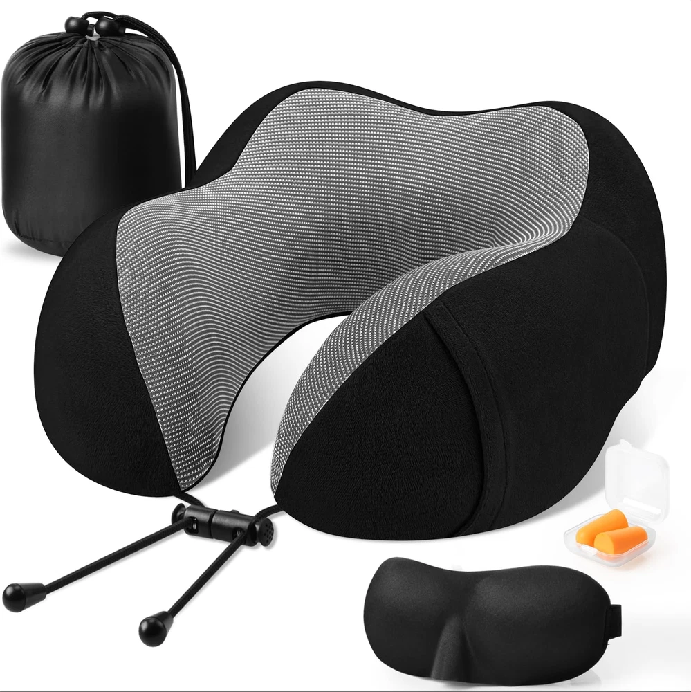 Travel Pillow Premium Memory Foam, Comfortable & Supportive Neck Pillow, Slee...