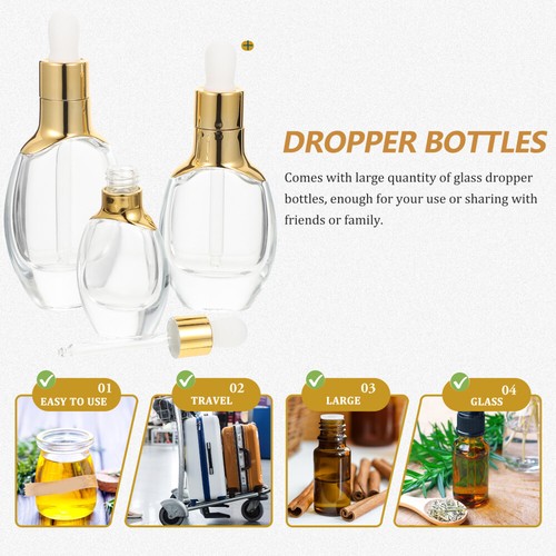 3 Sets Essential Oil Dropper Bottle Travel Empty Bottles Clear Glass - Picture 5 of 12
