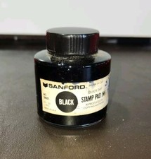 Vintage Collectible SANFORDS BLACK Quick Dry Stamp Pad Ink 2oz Bottle Office USA
