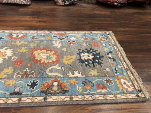 Fun Colors Hand Knotted Oushak Geometric Area Rug Carpet Runner 2’8”x7’11”,#72 - Picture 6 of 12
