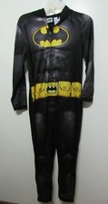 Batman 1 Piece Pajamas Size S Black Yellow Front Zipper Hood Long Sleeve