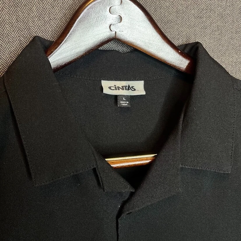 Рубашка мужская большая черная на пуговицах повседневная с коротким рукавом карман для работы на открытом воздухе - Изображение 4 из 4