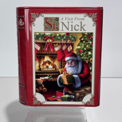 A Visit From St. Nick Book Tin Christmas Holiday Storage Container