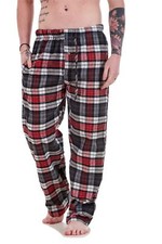 Mens Flannel Pyjama Bottoms Brushed Cotton Check Lounge Pants Nightwear M-5XL
