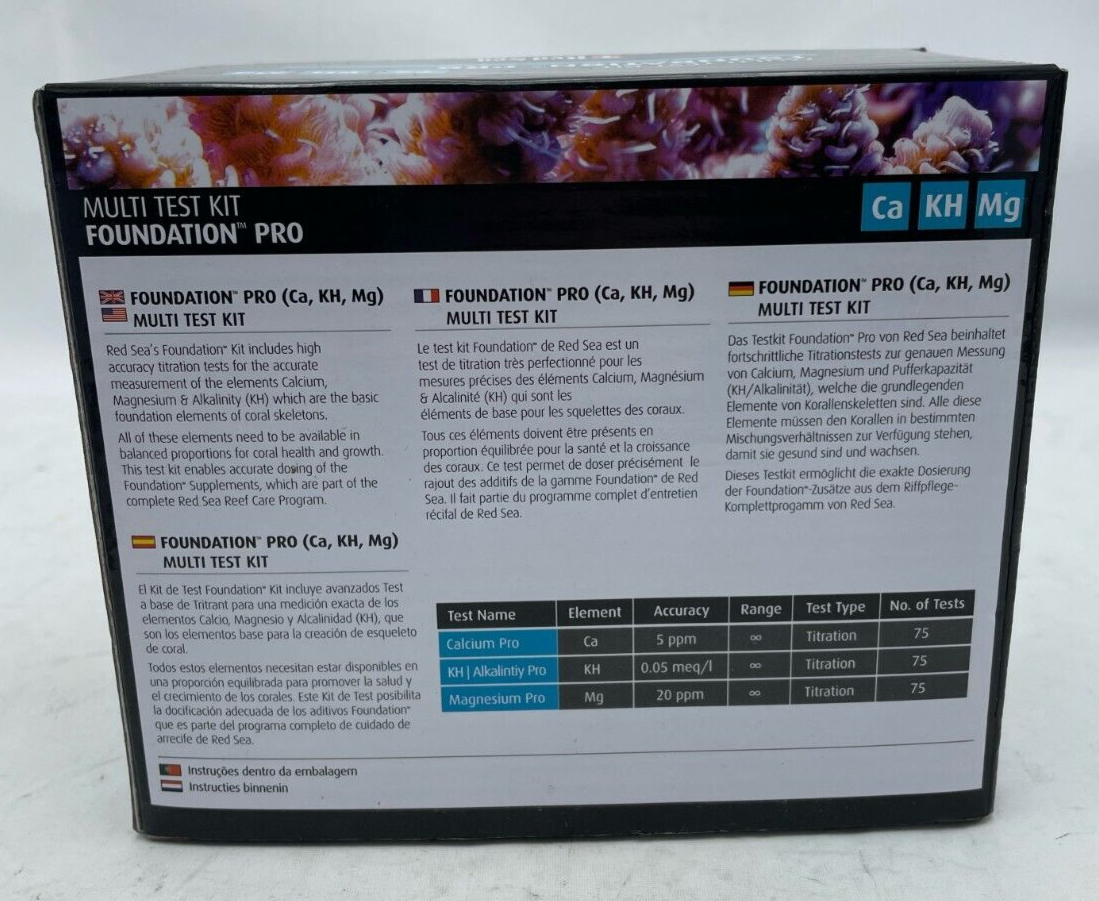 Red Sea Multi Test Kit Foundation Pro 75Ca 75KH 75Mg Tests 11/2025