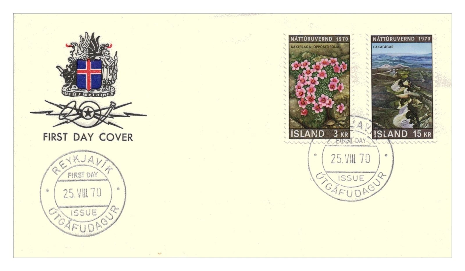 First Day of Issue Nature First Day Cover Icelandic Stamps