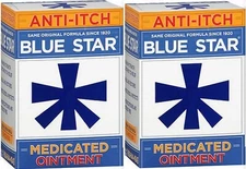 2 Pack Blue Star Ointment For Ringworm / Eczema Itching 2 Oz Each Fast Shipping