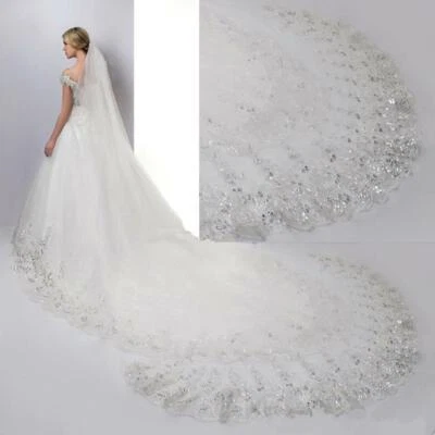 UK Extra Long 4 Metre 157 inch Cathedral Bridal Wedding Veil + COMB White Ivory
