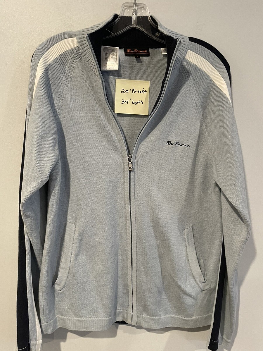 Ben Sherman Men's Medium Light Blue  Zip Front Knit Cardigan Sweater View 5