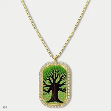 Gorgeous Colorful Tree of Life Pendant Necklace Chain Graphic Dog Tag Chain Gift
