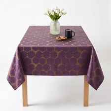 Purple Jacquard Wedding Tablecloth Frontier Polyester Dining Cover