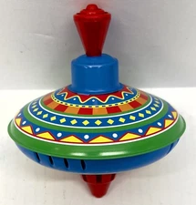 Vintage Schylling Tin Humming Top Push-Down Spinning Toy super clean- WORKING