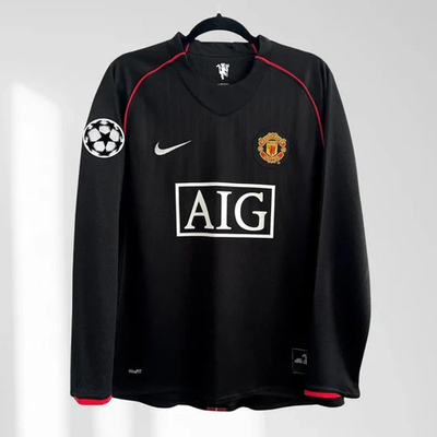 #ad Manchester United 2007 08 Ronaldo #7 Away Black Long Sleeve Size L $49.99