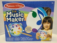 Melissa  Doug 3-in-1 Music Maker - Wooden Musical Instrument Play Set for Kids