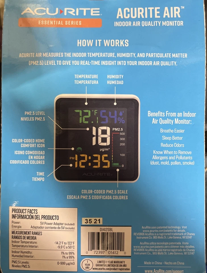 ACURITE AIR MONITOR 01412SBL - Image 2 of 2