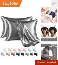 Satin Pillowcase for Hair and Skin, Silk Satin Pillowcase 2 Pack, Queen Size ...