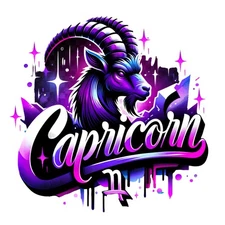 Zodiac Sticker (3 Inch) Zodiac Vibrant Watercolor Black Background Capricorn