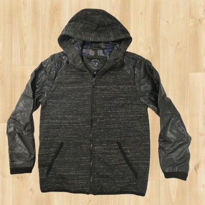 DAMAGED Urban Republic Black Faux Leather Bomber Jacket Youth Boys Large 14/16 