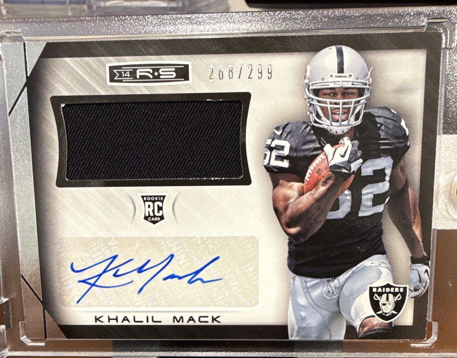 Khalil Mack Panini Rookies & Stars Rookie Materials Signatures #RMKM Base