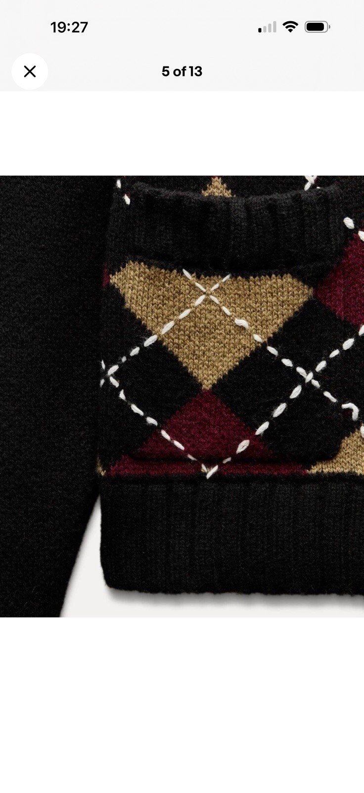 Zara DIAMOND PATTERN KNIT CARDIGAN thumbnail 4