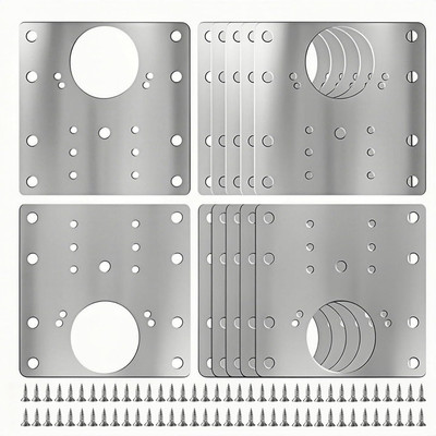6PCS Cabinet Hinge Repair Plate Kit:  Durable Door Hinge Repair Kit Plate Stainl