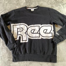 Reebok Classic Sweatshirt Mens Medium Black Big Logo Crewneck Pullover