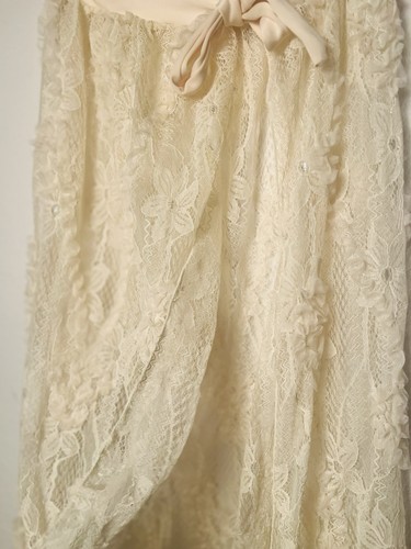 Cream Lace Wrap Cover Up Skirt Maxi Sheer Boho Beach Swim Coverup Tie Waist - Bild 7 von 13
