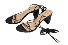 Fashion Nova Sandals Womens Size 9 Black Strappy Lace Up Block Heel Dress Shoes