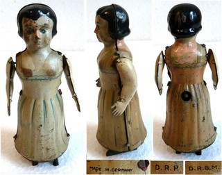 Orig alt Blechspielzeug Puppe Frau um 1930 Made in Germany DRP DRGM tänzerin