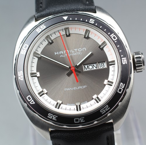 [Near MINT] Hamilton Pan Europ H354150 42mm Gray Dial Day Date AT Men's Watch