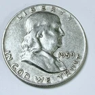 1959 Franklin Silver Half Dollar - 90% Silver- Circulated Coin #5463