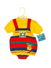 Vintage 90 s Colorblock Baby Bubble Short Overalls Shirt Set Infant 6m Golf NWT