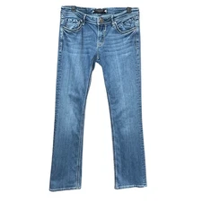 Vigoss Fit Bootcut Blue Medium Wash Whiskered Denim Jeans Womens Size 5/6