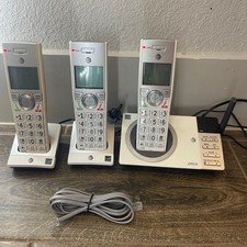 AT T CL82357 Cordless Phone 3 Handset System Silver Big Buttons Call Block