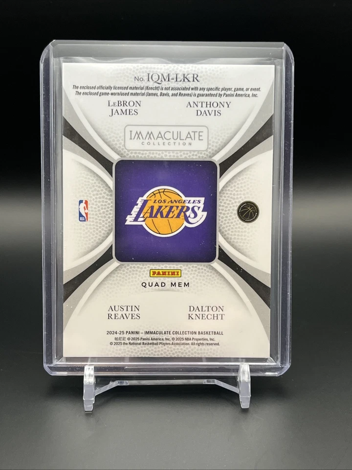 2024-25 Immaculate Quad Men Lakers-James, Davis, Reaves, Knecht /99 Game Worn 🔥 - Image 2 of 2