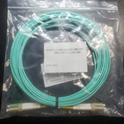 OM3 LC to LC Fiber Optic Patch Cable Multimode Duplex OM3-150 2.0 LSZ Aqua  6 M