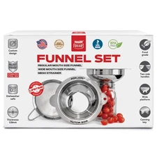 Canning Funnel Set - with Strainer for Wide and Regular Mason Jars and Food F...