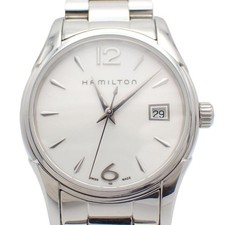 Used Hamilton Jazzmaster Lady Quartz Ladies Watch White Dial Genuine SS Belt