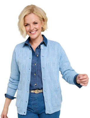 Damen Strickjacke Pullover mit Zopfmuster & Rauten Design von Chums