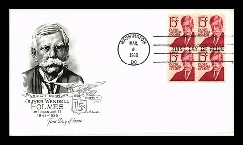 US COVER OLIVER WENDELL HOLMES PROMINENT AMERICANS FDC BLOCK ARTMASTER