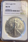 2022 $1 American Silver Eagle NGC MS70 Brown Label