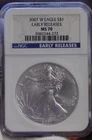 2007 W (Burnished) US Silver Eagle $1 NGC MS70 Early Releases