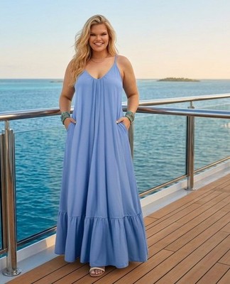    PLUS SIZE STRETCH SKY BLUE CAMISOLE MAXI     3XL   4XL   5XL NIB