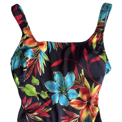 VTG Longitude Swimsuit Size 8 Tropical Floral Long Torso Tummy Control USA NEW - Picture 2 of 12