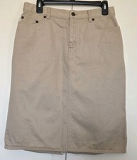 Women's Classic Ralph Lauren Khaki Midi Jean Skirt Size 8 -1990's Y2K EUC