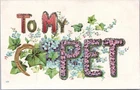 TO MY PET Embossed Glittery Floral Postcard
